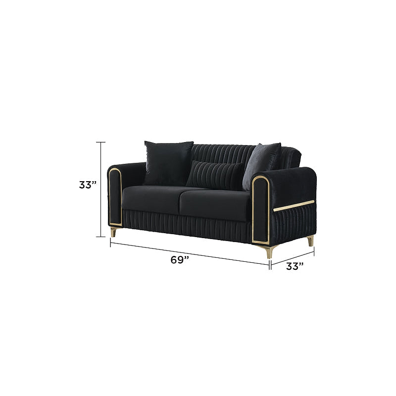 Melody Black Three-Piece Convertible Living Room Set — gallery view 9 of 10