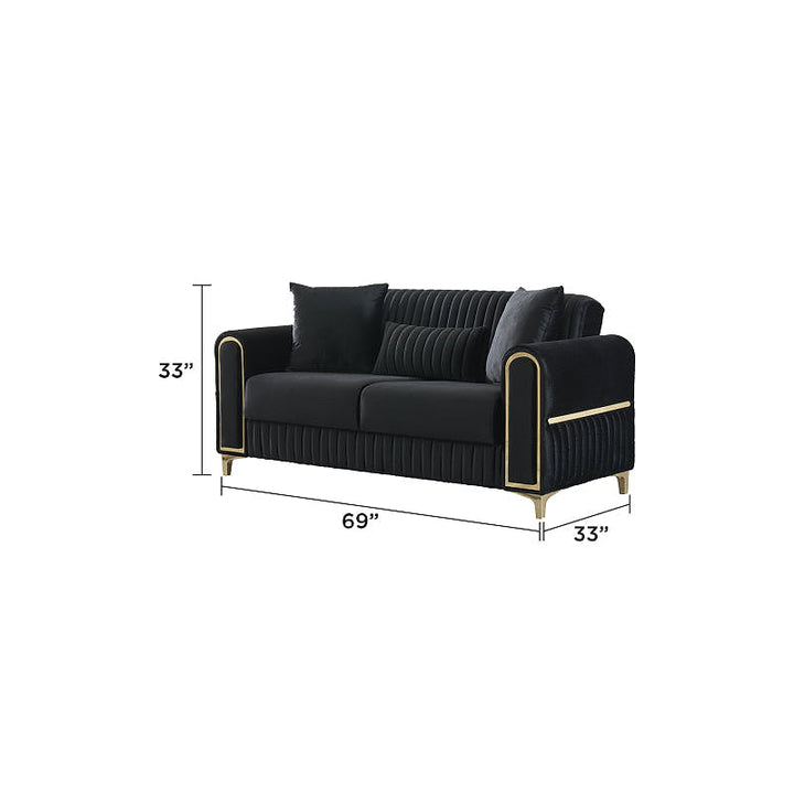 Melody Black Three-Piece Convertible Living Room Set — gallery view 9 of 10