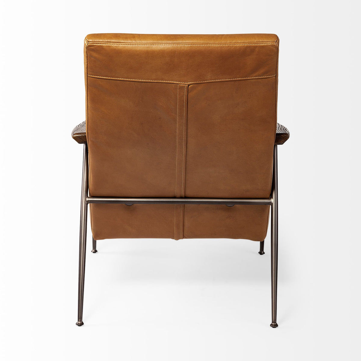 37" Tan And Brown Faux Leather Tufted Arm Chair - 380389