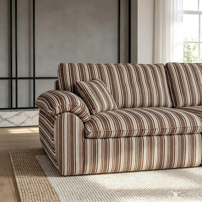Wren Green Striped Deep-Seat Cloud Sofa — brown colorway cushion detail; available option is green