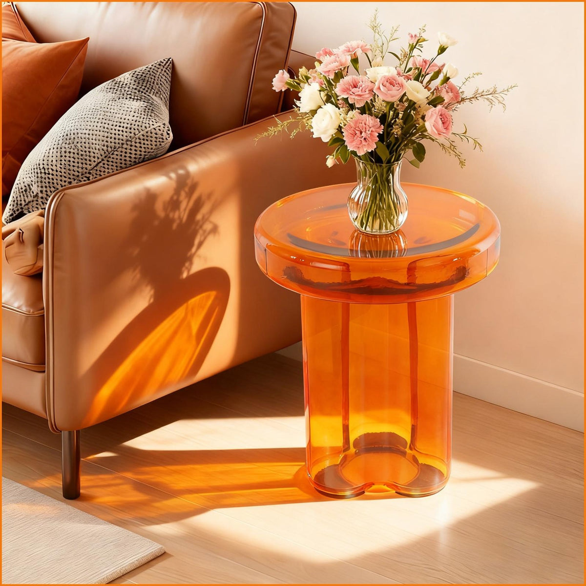 Small Yellow Coffee Table, COMPACT Round Side Table for Living Room Bedroom, Modern Accent Tea Table with Bright End, Coffee Tables, Suitable for Most Sofas on The Market