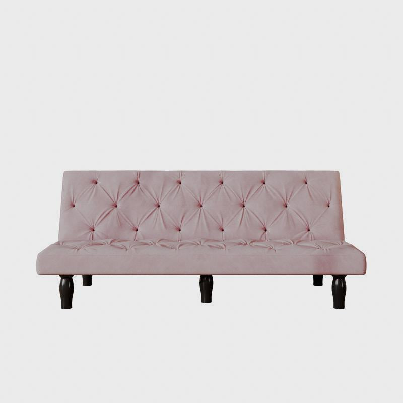 66-Inch Pink Velvet Convertible Sofa Bed