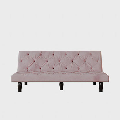 66-Inch Pink Velvet Convertible Sofa Bed