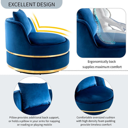 Sable Blue Velvet Swivel Barrel Chair — gallery view 7 of 9