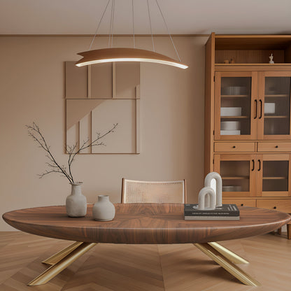 Wood-Look Oval Coffee Table with Crossed Gold-Tone Legs
