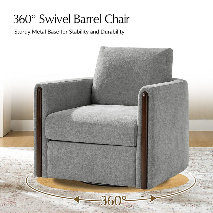 Hulala Gray Chenille Swivel Armchair — gallery view 7 of 12