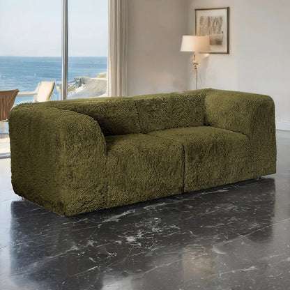 Angled front view of the oversized two-piece modular loveseat