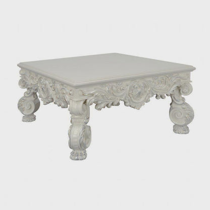 Adara Antique White Ornate Square Coffee Table