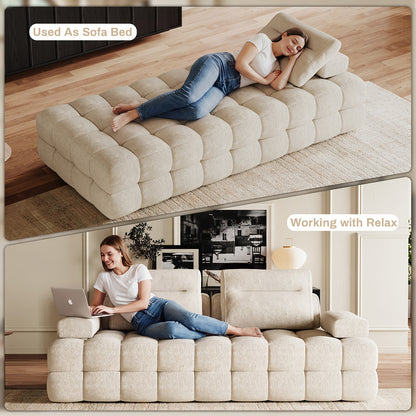 88-Inch Chenille Modular Cloud Loveseat — reclining and seated scale collage