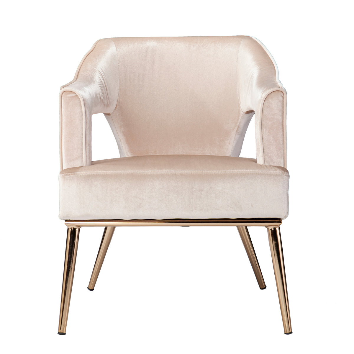 Eldermain Blush Velvet Accent Chair — front view of the pale blush chair