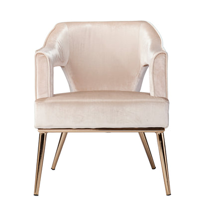Eldermain Blush Velvet Accent Chair — front view of the pale blush chair
