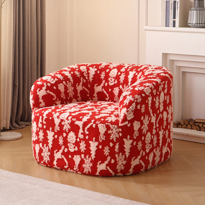 Rounded Foam Lounge Chair — red Christmas print upholstery option.