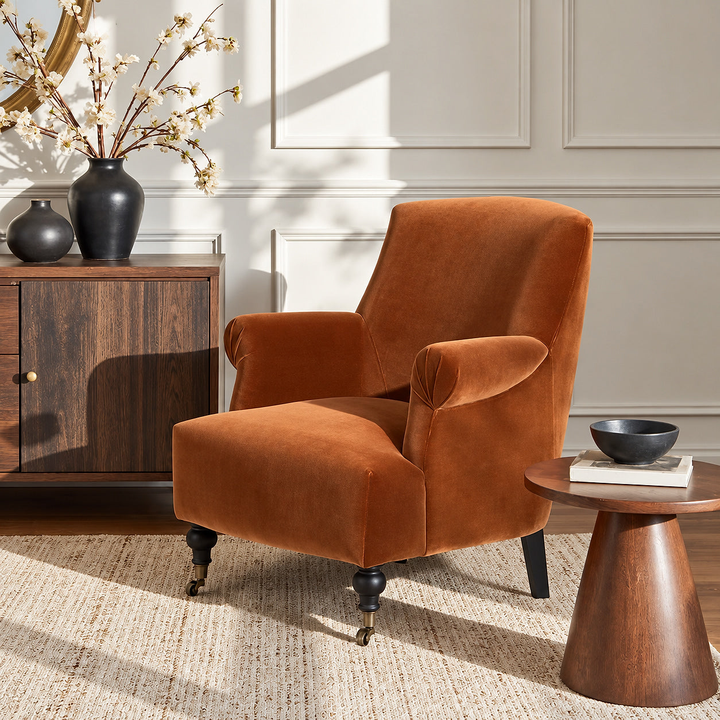 Eloise Burnt Orange Pleated Armchair