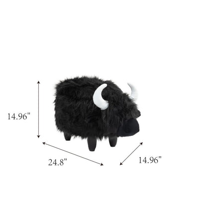 Harry Black Buffalo Storage Ottoman — overall length, width and height dimensions diagram