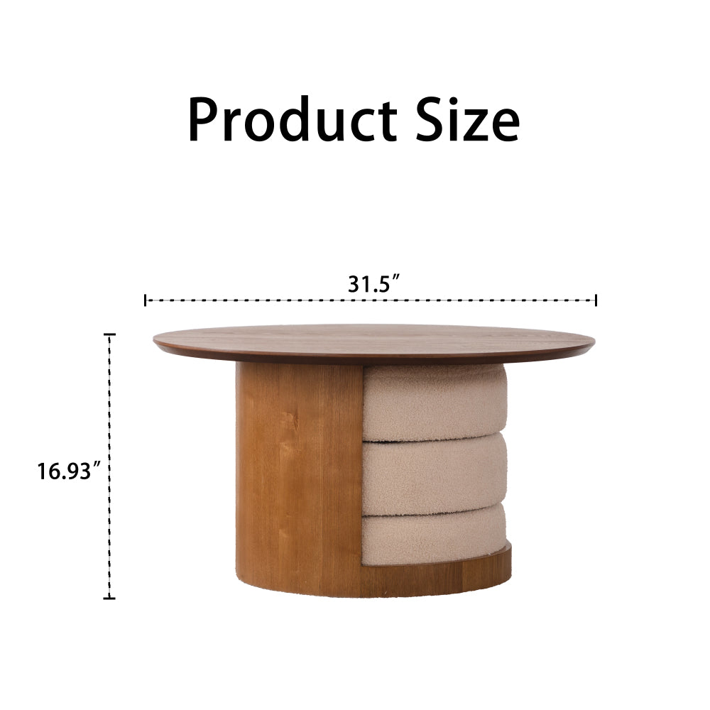 Dimension diagram of the round coffee table with nested stools