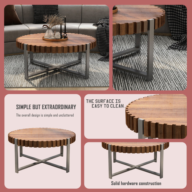 Supplier collage of notched-edge coffee table details