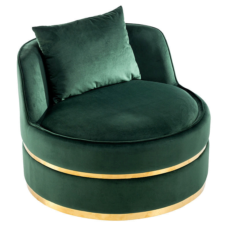 Sable Green Velvet Swivel Barrel Chair — gallery view 4 of 9
