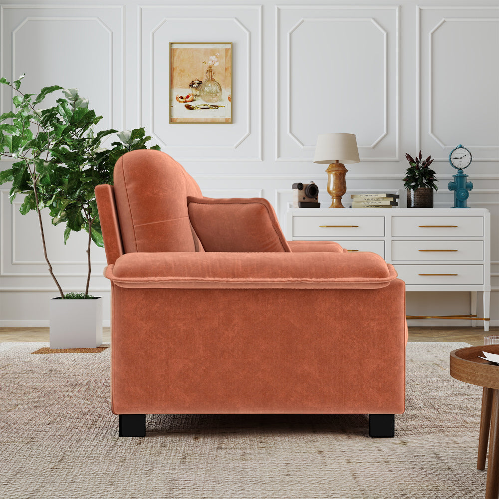 94-Inch Pleated Three-Seat Sofa — orange side view