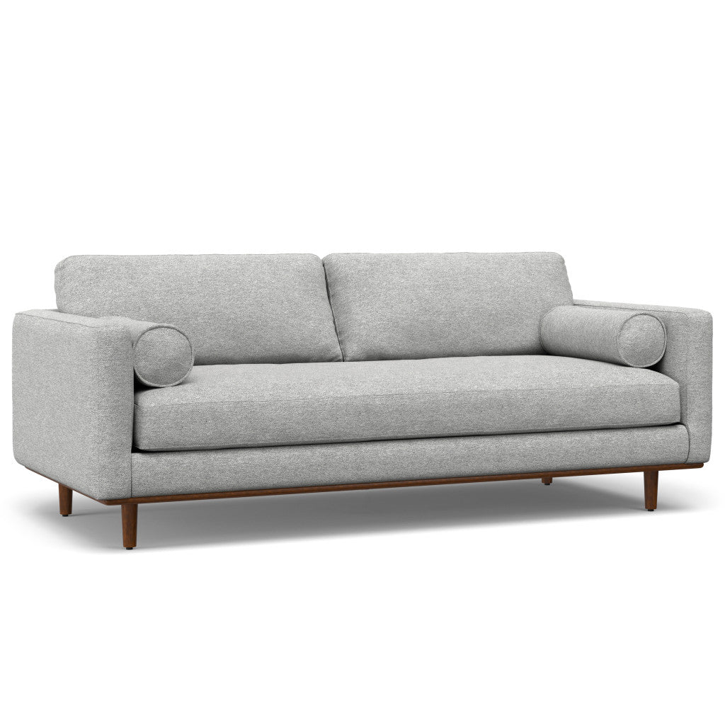 89" Gray Fabric Sofa With Ottoman With Brown Legs - 641064 - Multi