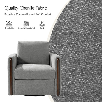 Hulala Gray Chenille Swivel Armchair — gallery view 10 of 12