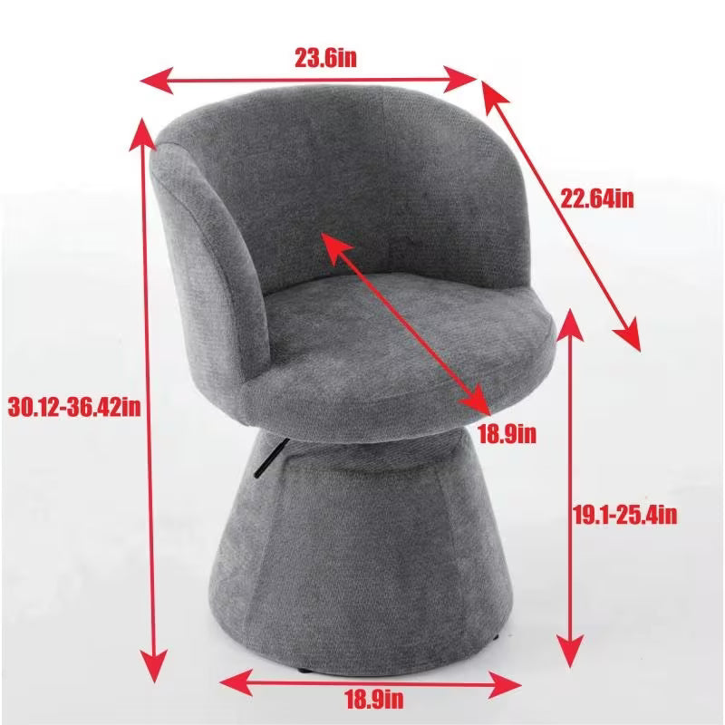 Dimension diagram of the same pedestal-chair shape shown in gray