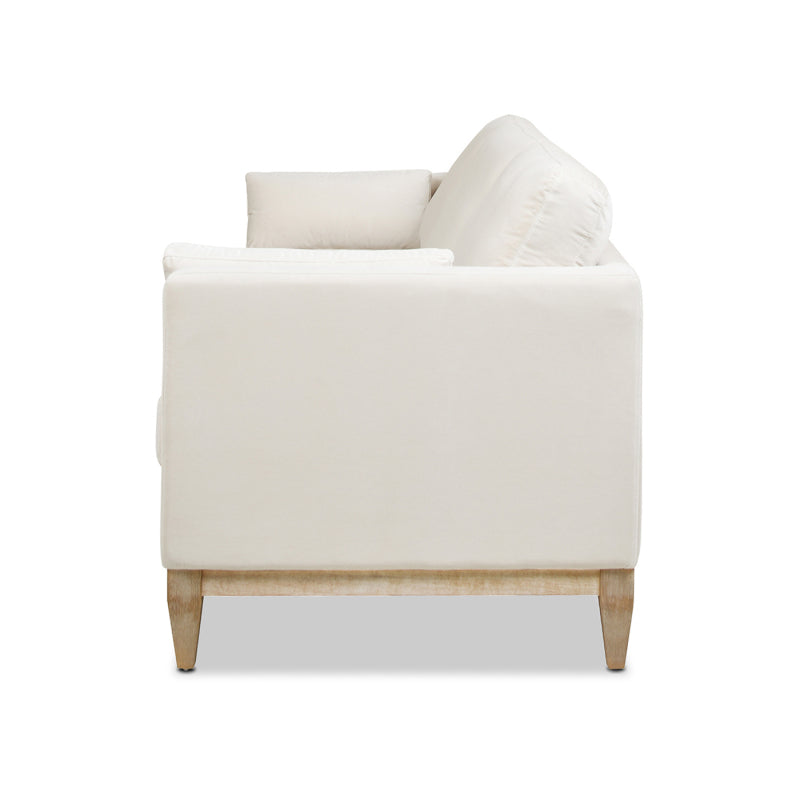 Knox French Beige Velvet Sofa — side profile.