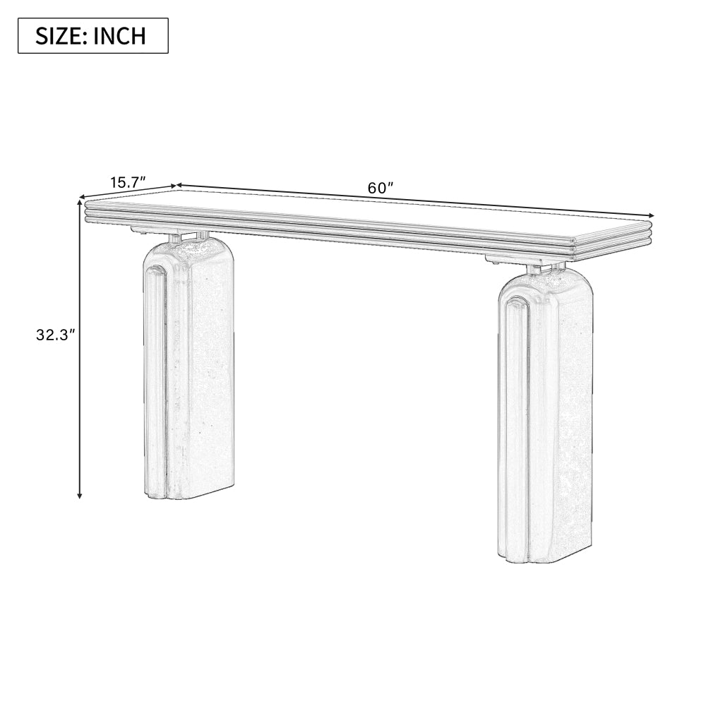 Dimension diagram showing the console at 60 inches wide, 15.7 inches deep and 32.3 inches high.
