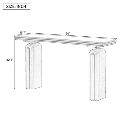 Dimension diagram showing the console at 60 inches wide, 15.7 inches deep and 32.3 inches high.