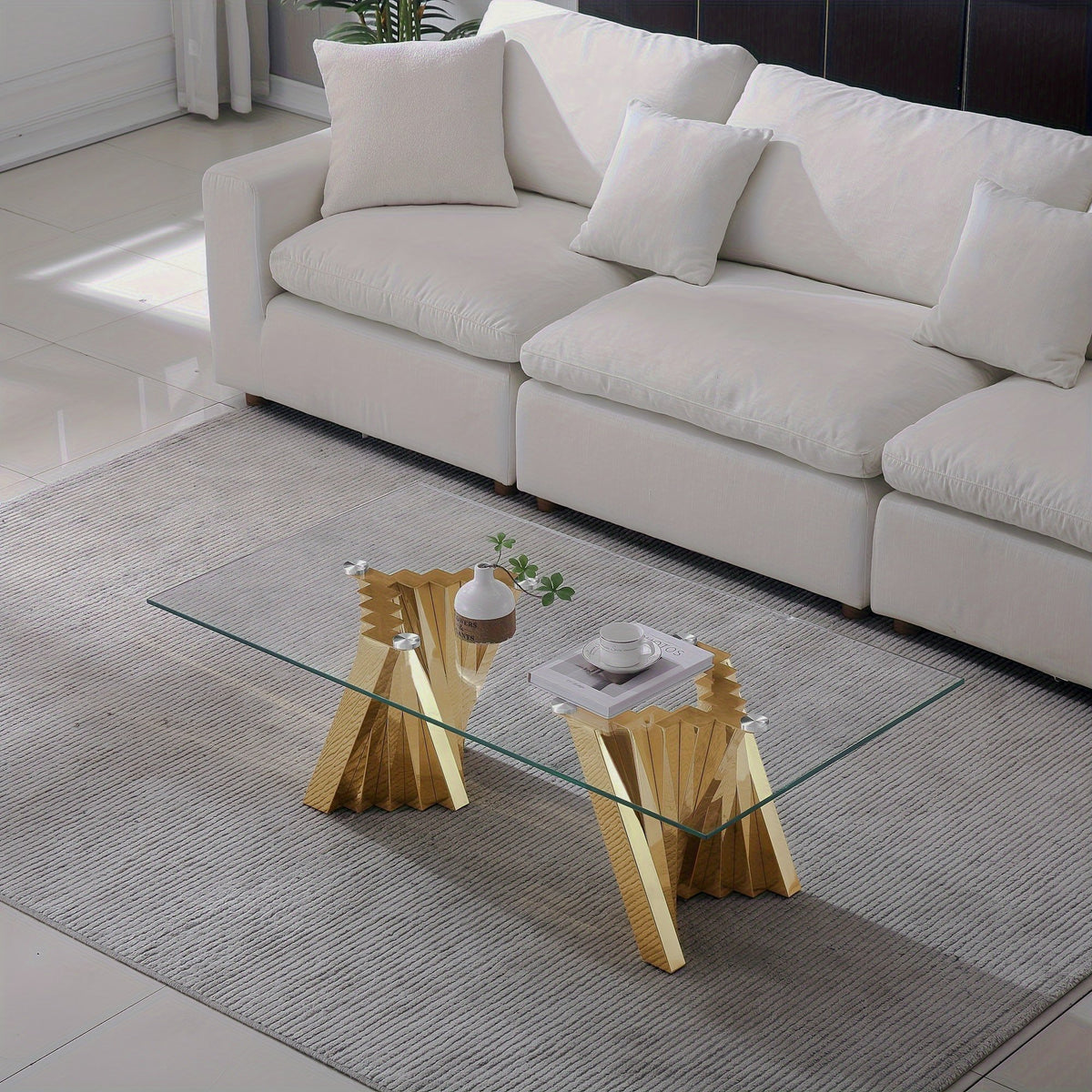 Glass-Top Tables with Twisted Stainless-Steel Bases
