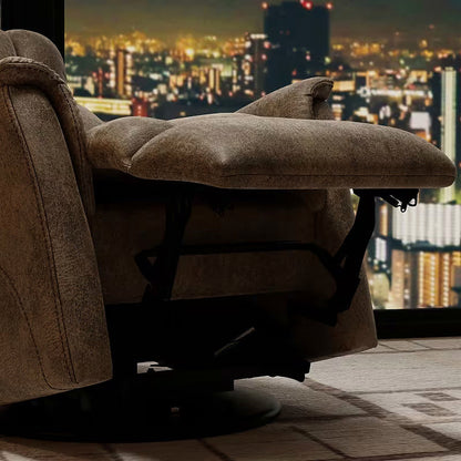 Texas Slate swivel glider recliner in textured brown gray upholstery