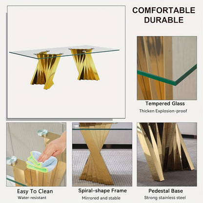 Glass-Top Tables with Twisted Stainless-Steel Bases