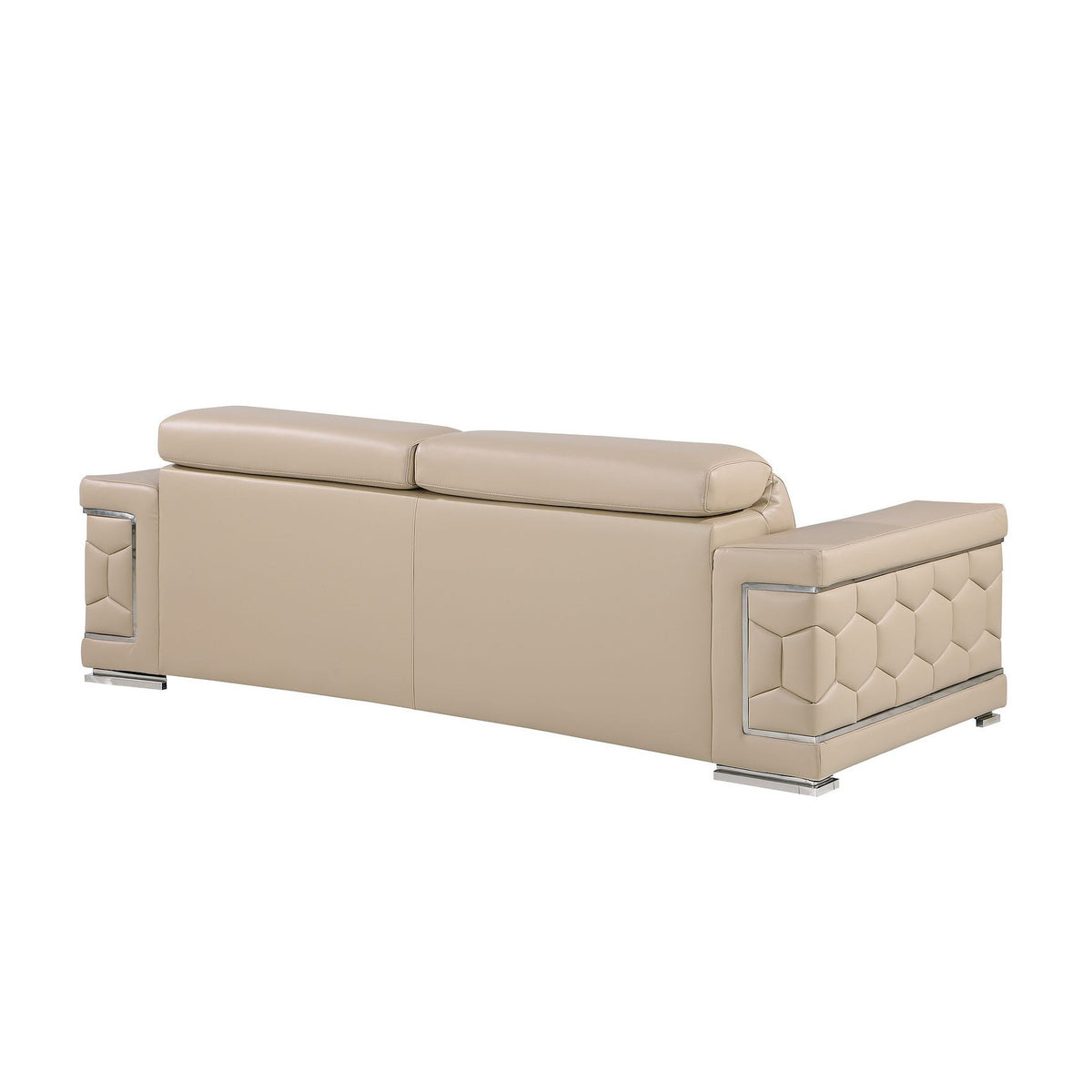 Two Piece Beige Genuine Leather Five Person Seating Set - 549000