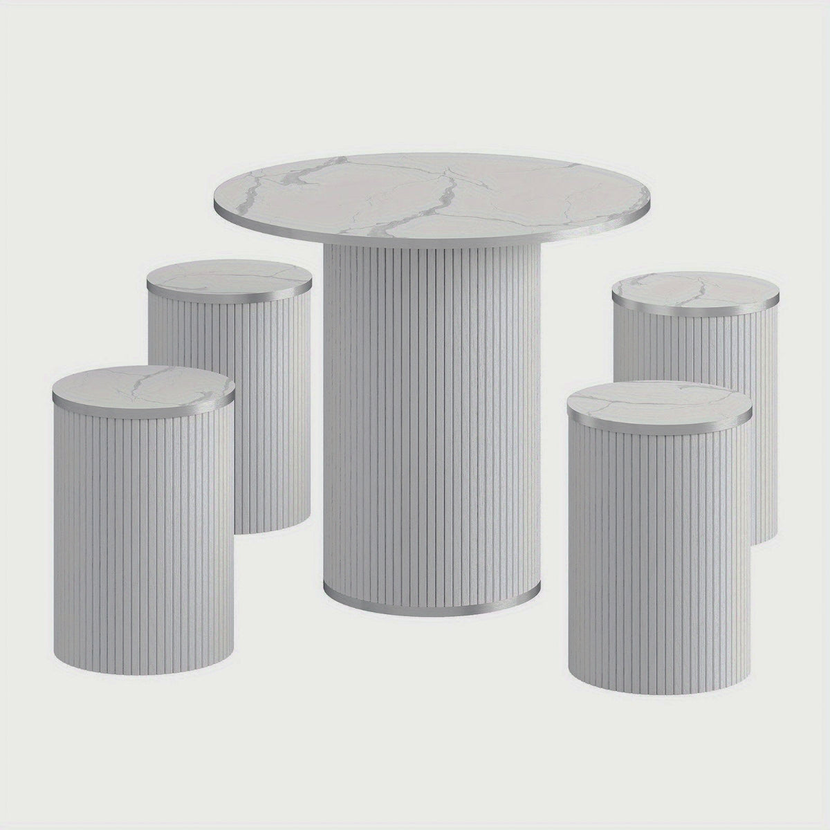 Studio white table and four stools