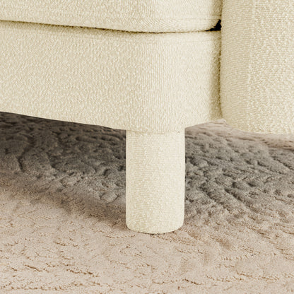 Boucle Modular Loveseat with Rounded Arms — upholstered leg close-up.