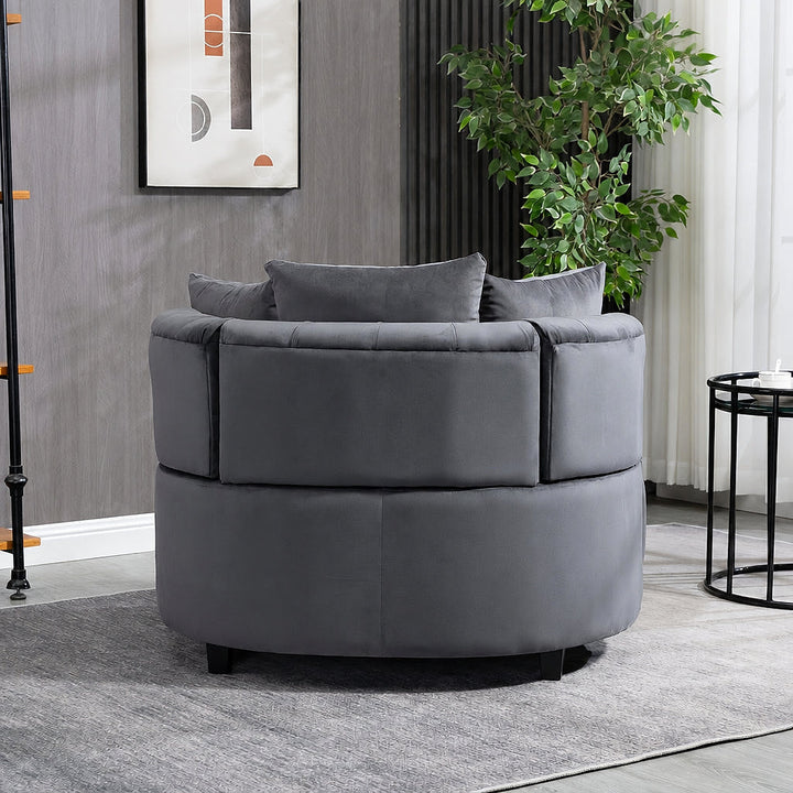 Quinn Gray Tufted Barrel Chair — gallery view 4 of 9