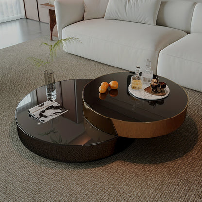 Reflective offset-tier coffee table