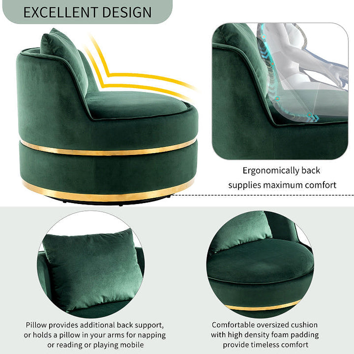 Sable Green Velvet Swivel Barrel Chair — gallery view 7 of 9