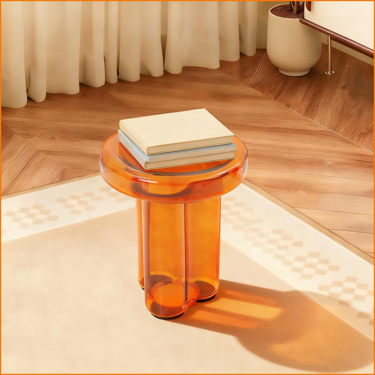 Yellow Round Glass Side Table — main product image