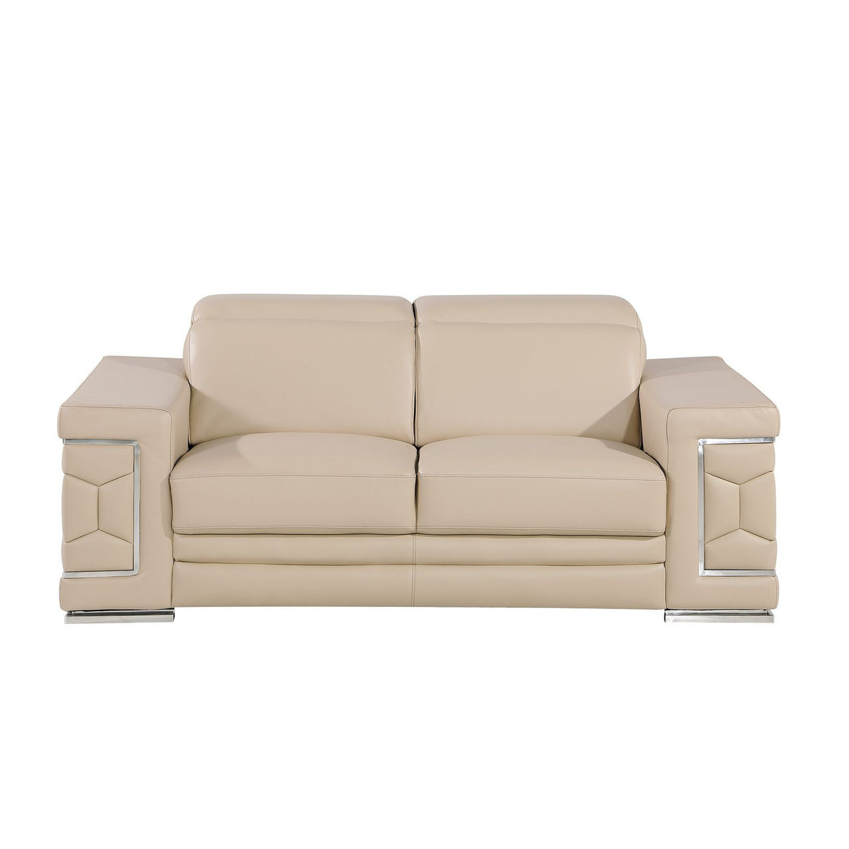 Two Piece Beige Genuine Leather Five Person Seating Set - 549000