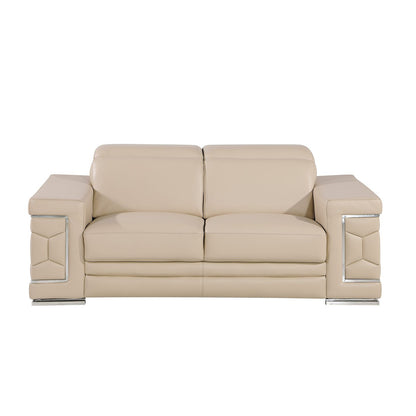 Two Piece Beige Genuine Leather Five Person Seating Set - 549000
