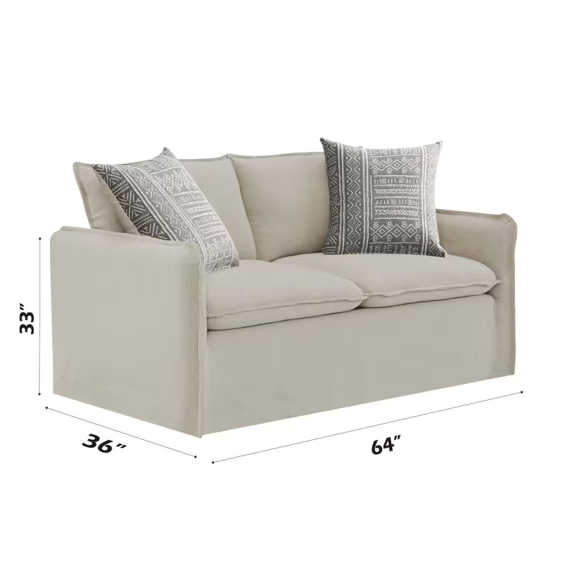 Beige Sofa, Loveseat and Swivel Chair Set — supplier loveseat dimension diagram.
