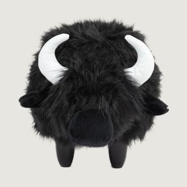 Harry Black Buffalo Storage Ottoman — complete front view on a light neutral studio background