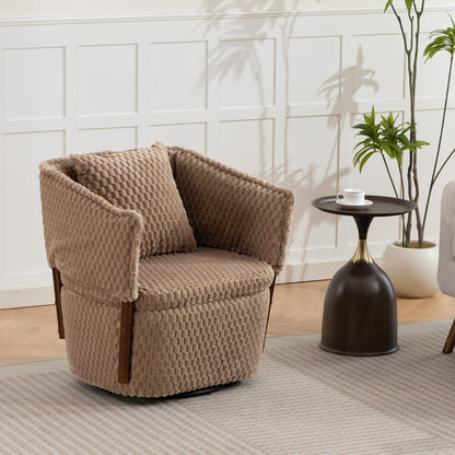 Textured Swivel Accent Chair with Storage — khaki textured chair in a room