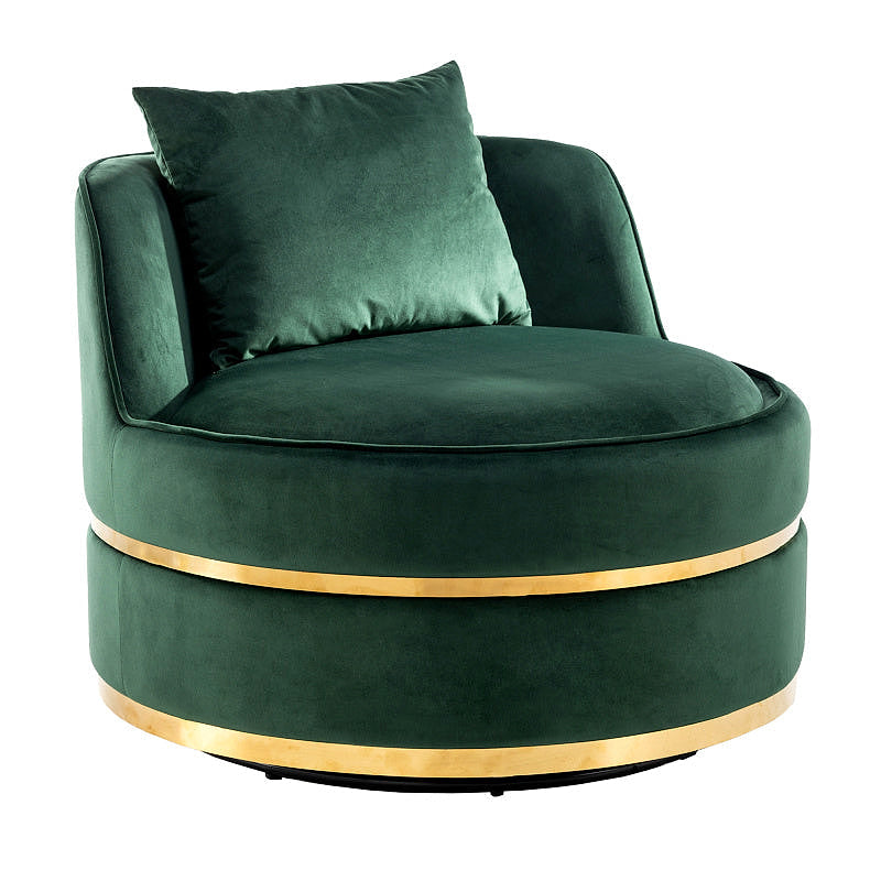 Sable Green Velvet Swivel Barrel Chair — gallery view 5 of 9