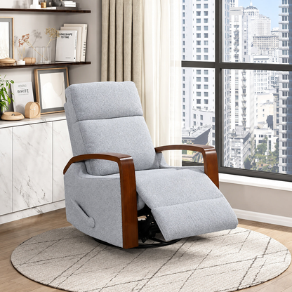 Gray Boucle Swivel Glider Recliner