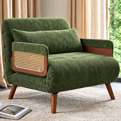 Green Chenille Convertible Sleeper Chair