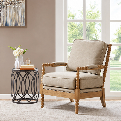 Hadley Neutral Wood Accent Chair