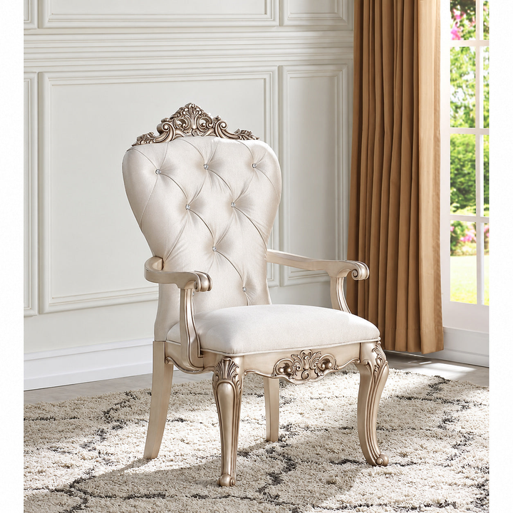 Ivory Upholstered Armchairs, Set of Two
