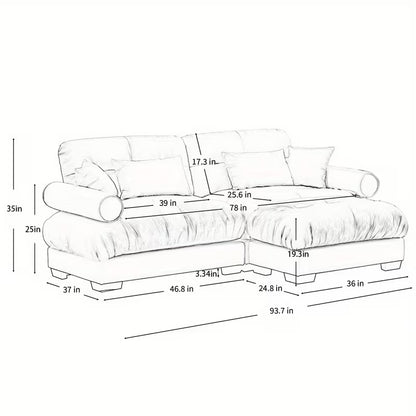 Cream Velvet Sofa with Matching Ottoman — supplier sofa and ottoman dimension diagram.