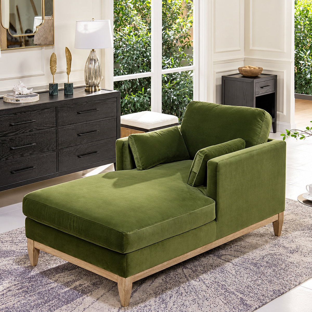 Knox Olive Green Chaise Lounge